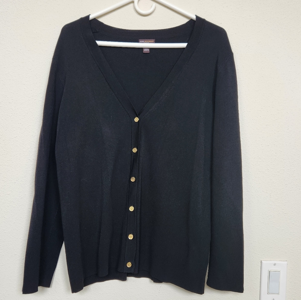 XL Dana Buchman Signature Black button up sweater/cardigan